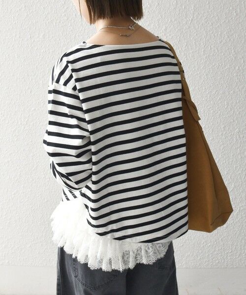 SHIPS / シップス Tシャツ | 《予約》SHIPS any:〈洗濯機可能〉レース ヘム アシンメトリー ロングスリーブ TEE | 詳細6