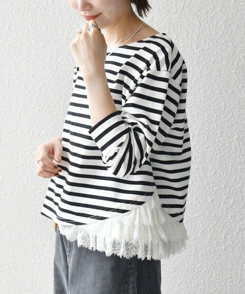 SHIPS / シップス Tシャツ | 《予約》SHIPS any:〈洗濯機可能〉レース ヘム アシンメトリー ロングスリーブ TEE | 詳細8
