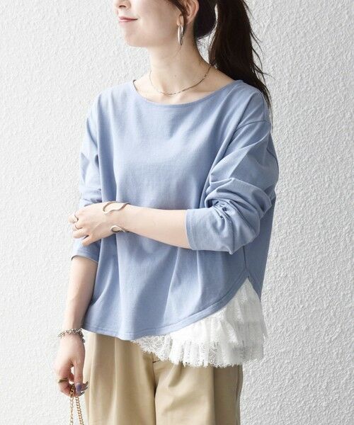 SHIPS / シップス Tシャツ | 《予約》SHIPS any:〈洗濯機可能〉レース ヘム アシンメトリー ロングスリーブ TEE | 詳細20