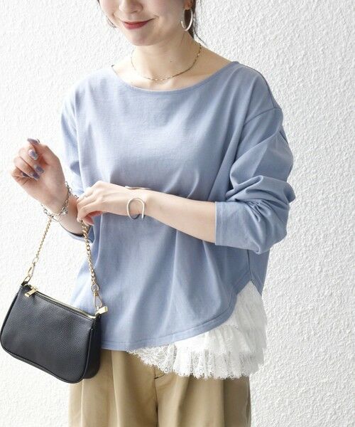 SHIPS / シップス Tシャツ | 《予約》SHIPS any:〈洗濯機可能〉レース ヘム アシンメトリー ロングスリーブ TEE | 詳細21