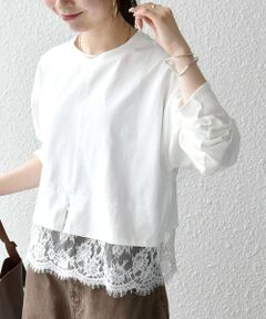 SHIPS / シップス カットソー | 《予約》SHIPS any:〈洗濯機可能〉ジップ レース ヘム ロングスリーブ TEE
