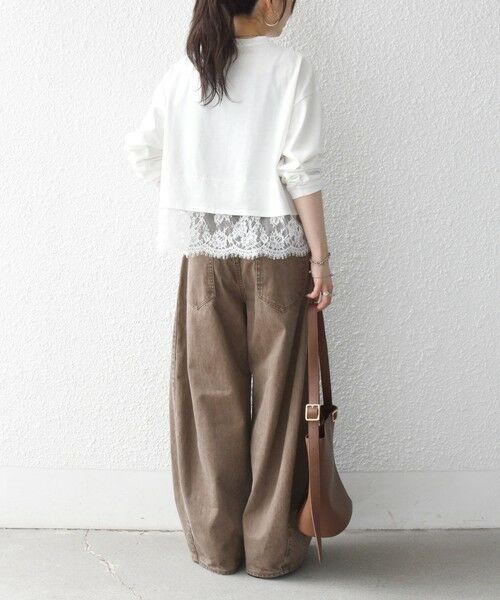 SHIPS / シップス カットソー | 《予約》SHIPS any:〈洗濯機可能〉ジップ レース ヘム ロングスリーブ TEE | 詳細2