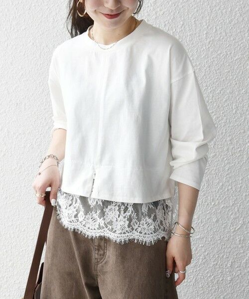 SHIPS / シップス カットソー | 《予約》SHIPS any:〈洗濯機可能〉ジップ レース ヘム ロングスリーブ TEE | 詳細3