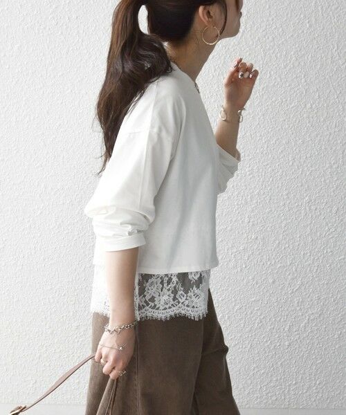 SHIPS / シップス カットソー | 《予約》SHIPS any:〈洗濯機可能〉ジップ レース ヘム ロングスリーブ TEE | 詳細4