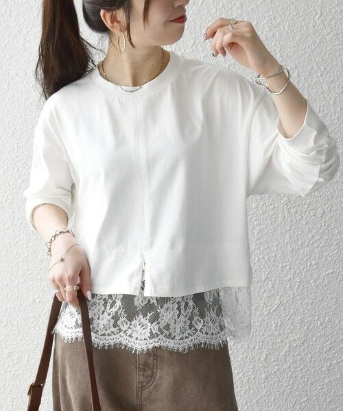 SHIPS / シップス カットソー | 《予約》SHIPS any:〈洗濯機可能〉ジップ レース ヘム ロングスリーブ TEE | 詳細9