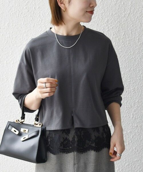 SHIPS / シップス カットソー | 《予約》SHIPS any:〈洗濯機可能〉ジップ レース ヘム ロングスリーブ TEE | 詳細12