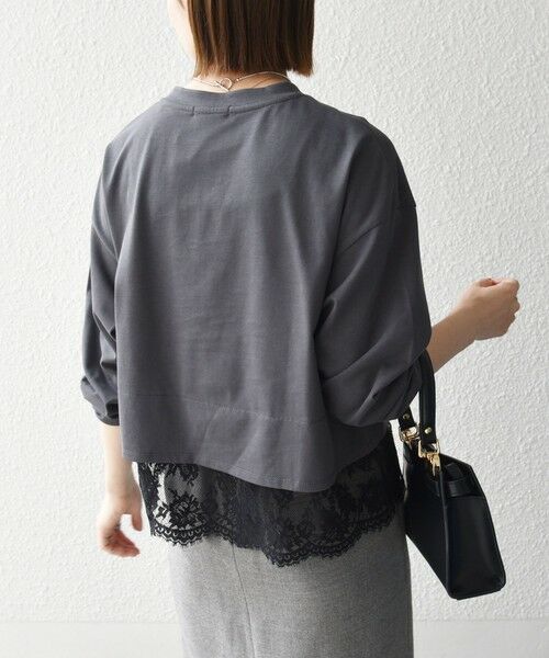 SHIPS / シップス カットソー | 《予約》SHIPS any:〈洗濯機可能〉ジップ レース ヘム ロングスリーブ TEE | 詳細14
