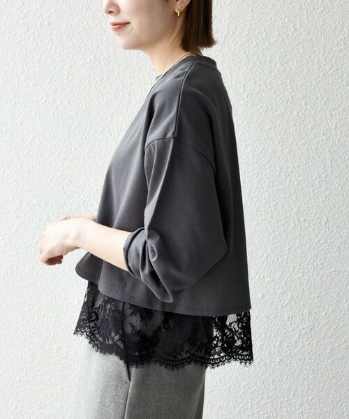 SHIPS / シップス カットソー | 《予約》SHIPS any:〈洗濯機可能〉ジップ レース ヘム ロングスリーブ TEE | 詳細15