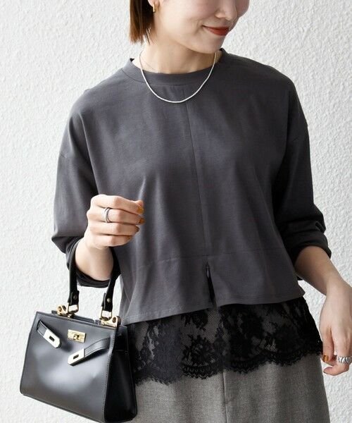 SHIPS / シップス カットソー | 《予約》SHIPS any:〈洗濯機可能〉ジップ レース ヘム ロングスリーブ TEE | 詳細17