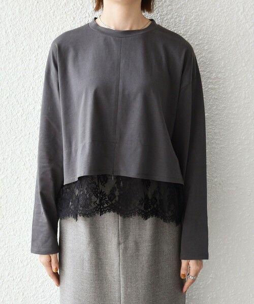 SHIPS / シップス カットソー | 《予約》SHIPS any:〈洗濯機可能〉ジップ レース ヘム ロングスリーブ TEE | 詳細18