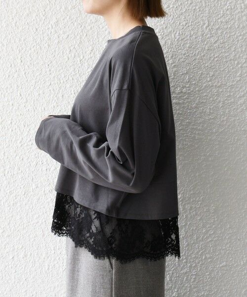 SHIPS / シップス カットソー | 《予約》SHIPS any:〈洗濯機可能〉ジップ レース ヘム ロングスリーブ TEE | 詳細19
