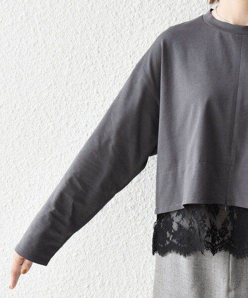 SHIPS / シップス カットソー | 《予約》SHIPS any:〈洗濯機可能〉ジップ レース ヘム ロングスリーブ TEE | 詳細21