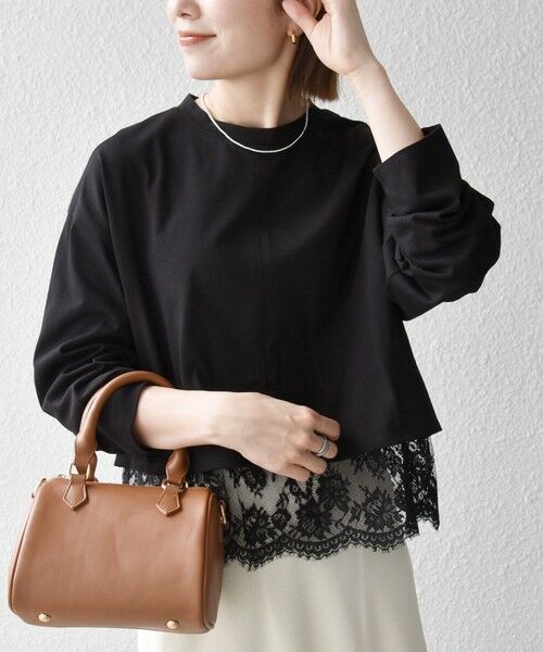 SHIPS / シップス カットソー | 《予約》SHIPS any:〈洗濯機可能〉ジップ レース ヘム ロングスリーブ TEE | 詳細25