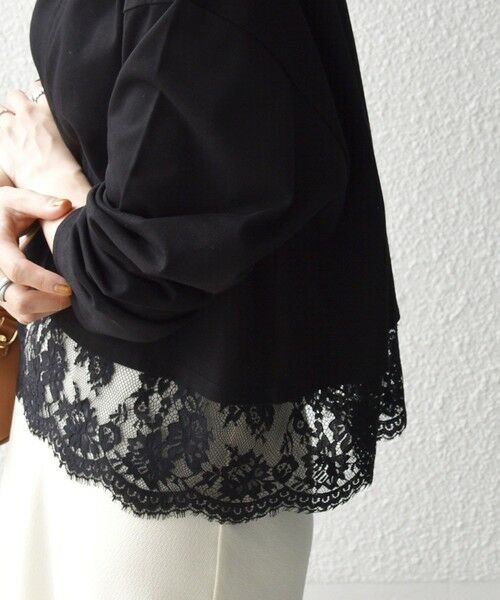 SHIPS / シップス カットソー | 《予約》SHIPS any:〈洗濯機可能〉ジップ レース ヘム ロングスリーブ TEE | 詳細30
