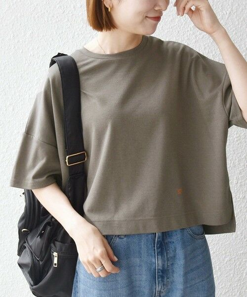 SHIPS / シップス Tシャツ | 《予約》SHIPS any:〈手洗い可能〉リバークロス ハーフ スリーブ ワイド TEE(チャコールグレー)