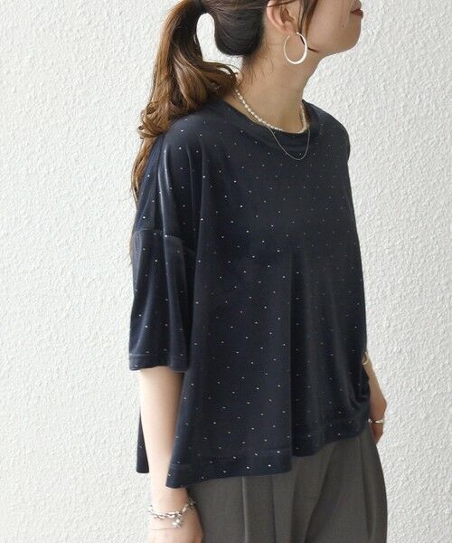 SHIPS / シップス カットソー | 《予約》SHIPS any:〈洗濯機可能〉ポリエステルベロア ラメ ドット ワイド カットソー | 詳細12