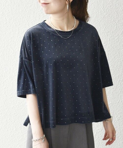 SHIPS / シップス カットソー | 《予約》SHIPS any:〈洗濯機可能〉ポリエステルベロア ラメ ドット ワイド カットソー | 詳細15