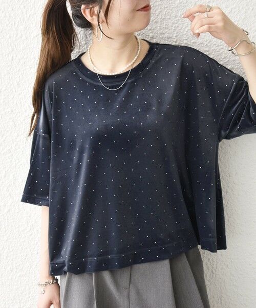 SHIPS / シップス カットソー | 《予約》SHIPS any:〈洗濯機可能〉ポリエステルベロア ラメ ドット ワイド カットソー | 詳細16