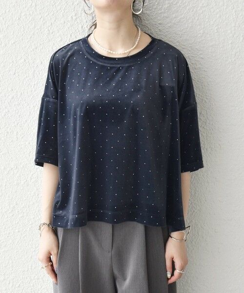 SHIPS / シップス カットソー | 《予約》SHIPS any:〈洗濯機可能〉ポリエステルベロア ラメ ドット ワイド カットソー | 詳細17