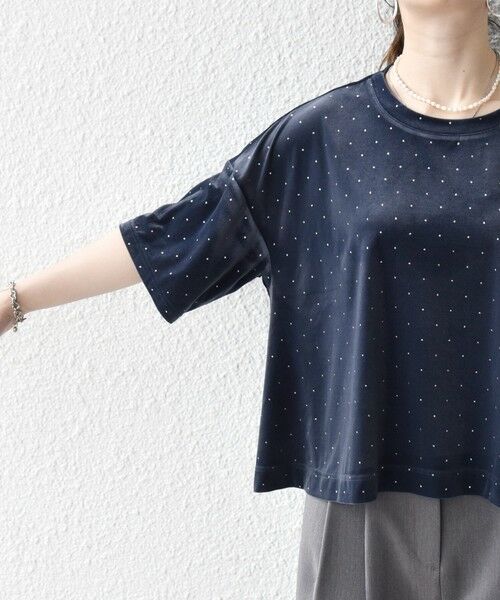 SHIPS / シップス カットソー | 《予約》SHIPS any:〈洗濯機可能〉ポリエステルベロア ラメ ドット ワイド カットソー | 詳細20