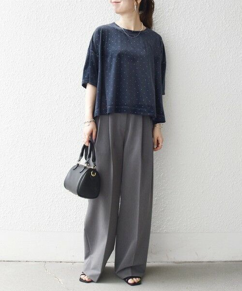 SHIPS / シップス カットソー | 《予約》SHIPS any:〈洗濯機可能〉ポリエステルベロア ラメ ドット ワイド カットソー | 詳細9