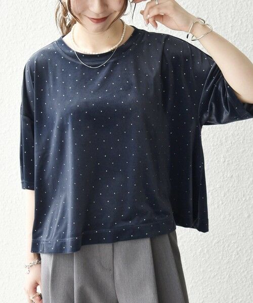 SHIPS / シップス カットソー | 《予約》SHIPS any:〈洗濯機可能〉ポリエステルベロア ラメ ドット ワイド カットソー | 詳細11
