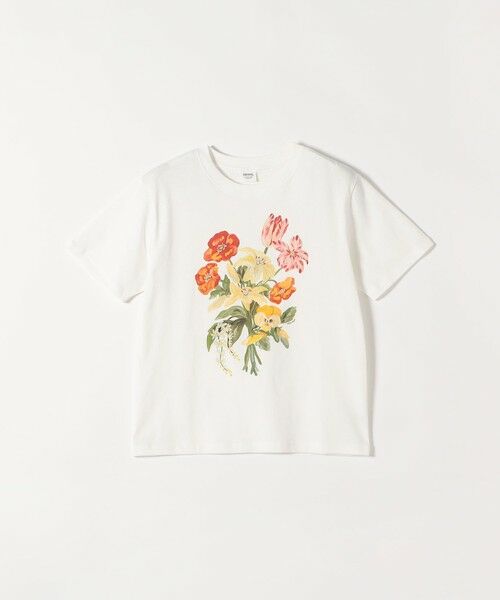 SHIPS / シップス Tシャツ | SOMETHING × TOLIGHT:〈洗濯機可能〉フラワー イラスト プリント Tシャツ（ホワイト）