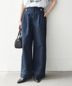 SHIPS / シップス チノ・ワークパンツ | 《予約》SHIPS any:〈洗濯機可能〉チノ ステッチ 2タック ワイド パンツ