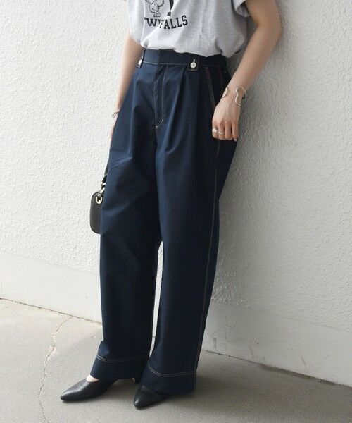 SHIPS / シップス チノ・ワークパンツ | 《予約》SHIPS any:〈洗濯機可能〉チノ ステッチ 2タック ワイド パンツ | 詳細25