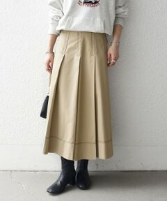 SHIPS / シップス ロング・マキシ丈スカート | 《予約》SHIPS any:〈洗濯機可能〉チノ ステッチ フレア プリーツ スカート