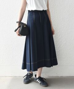 SHIPS / シップス ロング・マキシ丈スカート | 《予約》SHIPS any:〈洗濯機可能〉チノ ステッチ フレア プリーツ スカート