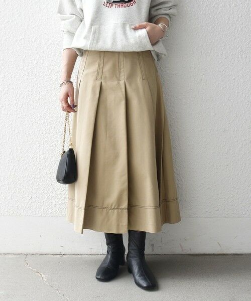 SHIPS / シップス ロング・マキシ丈スカート | 《予約》SHIPS any:〈洗濯機可能〉チノ ステッチ フレア プリーツ スカート | 詳細3