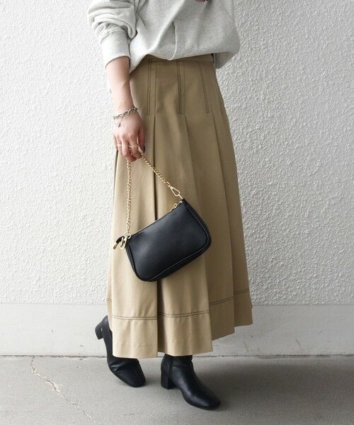 SHIPS / シップス ロング・マキシ丈スカート | 《予約》SHIPS any:〈洗濯機可能〉チノ ステッチ フレア プリーツ スカート | 詳細4