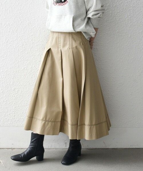 SHIPS / シップス ロング・マキシ丈スカート | 《予約》SHIPS any:〈洗濯機可能〉チノ ステッチ フレア プリーツ スカート | 詳細7