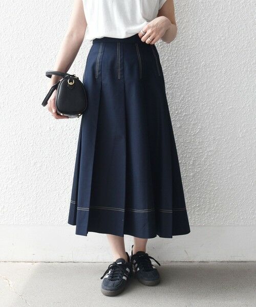 SHIPS / シップス ロング・マキシ丈スカート | 《予約》SHIPS any:〈洗濯機可能〉チノ ステッチ フレア プリーツ スカート | 詳細12