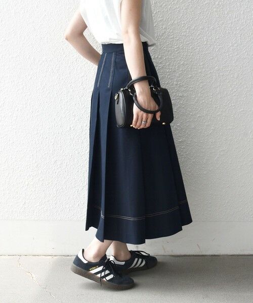SHIPS / シップス ロング・マキシ丈スカート | 《予約》SHIPS any:〈洗濯機可能〉チノ ステッチ フレア プリーツ スカート | 詳細13