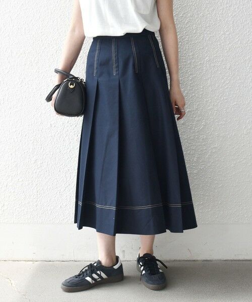 SHIPS / シップス ロング・マキシ丈スカート | 《予約》SHIPS any:〈洗濯機可能〉チノ ステッチ フレア プリーツ スカート | 詳細16