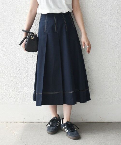 SHIPS / シップス ロング・マキシ丈スカート | 《予約》SHIPS any:〈洗濯機可能〉チノ ステッチ フレア プリーツ スカート | 詳細17