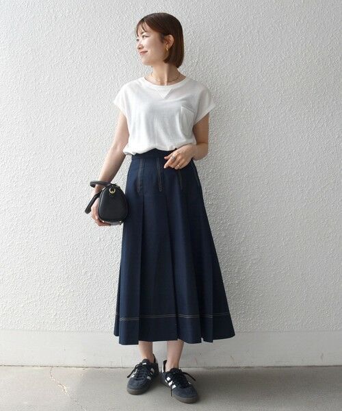SHIPS / シップス ロング・マキシ丈スカート | 《予約》SHIPS any:〈洗濯機可能〉チノ ステッチ フレア プリーツ スカート | 詳細10
