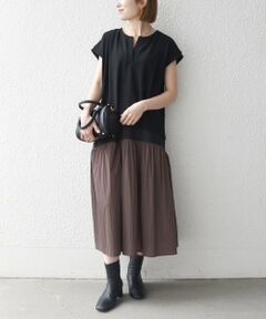 SHIPS / シップス ロング・マキシ丈ワンピース | 《予約》SHIPS any:〈手洗い可能〉カットジョーゼット ドッキング スキッパー ワンピース