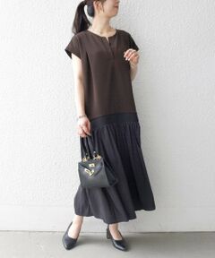 SHIPS / シップス ロング・マキシ丈ワンピース | 《予約》SHIPS any:〈手洗い可能〉カットジョーゼット ドッキング スキッパー ワンピース