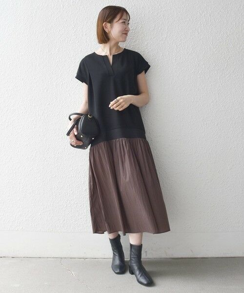 SHIPS / シップス ロング・マキシ丈ワンピース | 《予約》SHIPS any:〈手洗い可能〉カットジョーゼット ドッキング スキッパー ワンピース | 詳細1