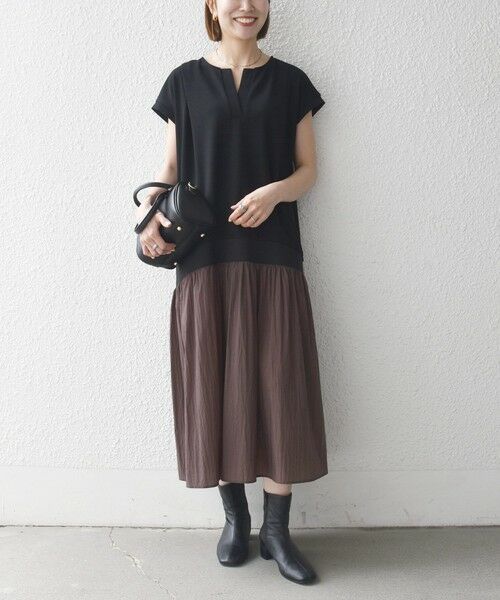 SHIPS / シップス ロング・マキシ丈ワンピース | 《予約》SHIPS any:〈手洗い可能〉カットジョーゼット ドッキング スキッパー ワンピース | 詳細3