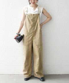 SHIPS / シップス サロペット・オールインワン | 《予約》SHIPS any:〈洗濯機可能〉チノ ステッチ ワイド サロペット