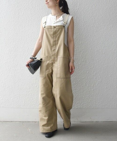 SHIPS / シップス サロペット・オールインワン | 《予約》SHIPS any:〈洗濯機可能〉チノ ステッチ ワイド サロペット | 詳細5