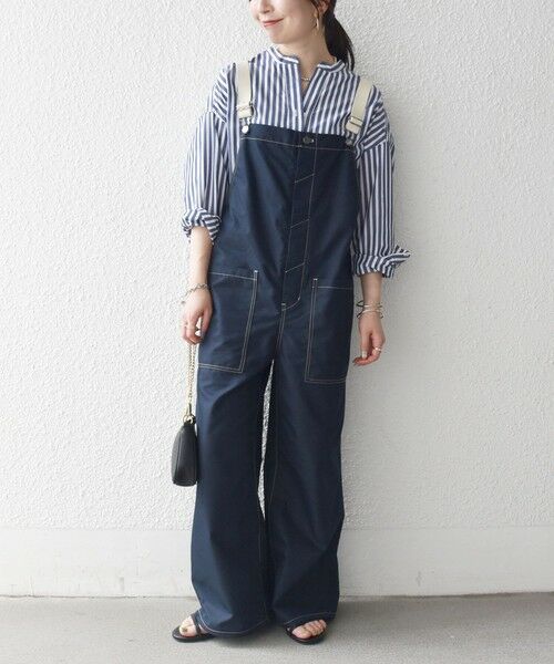 SHIPS / シップス サロペット・オールインワン | 《予約》SHIPS any:〈洗濯機可能〉チノ ステッチ ワイド サロペット（ネイビー）