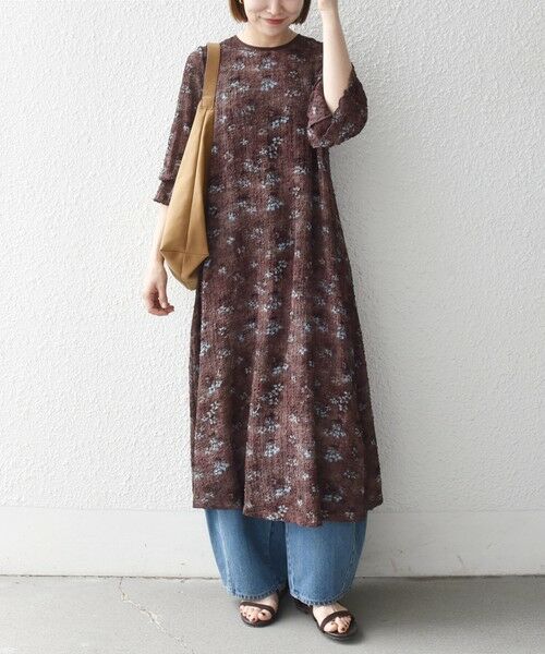 SHIPS / シップス ロング・マキシ丈ワンピース | 《予約》SHIPS any:〈洗濯機可能〉フラワー プリント シャーリング ロング ワンピース | 詳細16