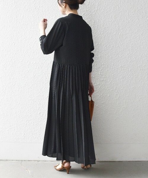 SHIPS / シップス ロング・マキシ丈ワンピース | 《予約》SHIPS any:〈手洗い可能〉ドット バンドカラー プリーツ ロング ワンピース | 詳細3