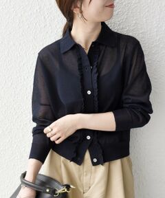 SHIPS / シップス カーディガン・ボレロ | 《予約》SHIPS any:〈手洗い可能〉シアー フリル コンパクト カーディガン