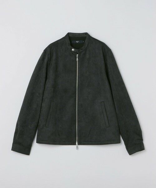SHIPS / シップス ブルゾン | 《予約》SHIPS Colors:〈洗濯機可〉ポリエステル フェイクスエード ライダース ジャケット（ダークグレー）